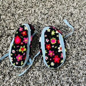 Floral Baby Shoes with Blue Trim